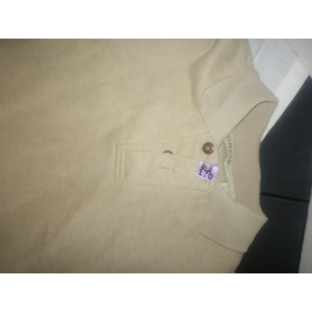 Orvis Pullover Sweater Button Khaki XL Cotton Camel‎ Color Elbow Pads